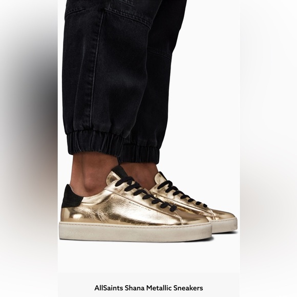 All Saints Shoes - Brand New All Saints Shana Metallic Leather Sneaker - Gold/Black - Size 9